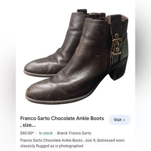 Franco Sarto size 9 brown buckle booties